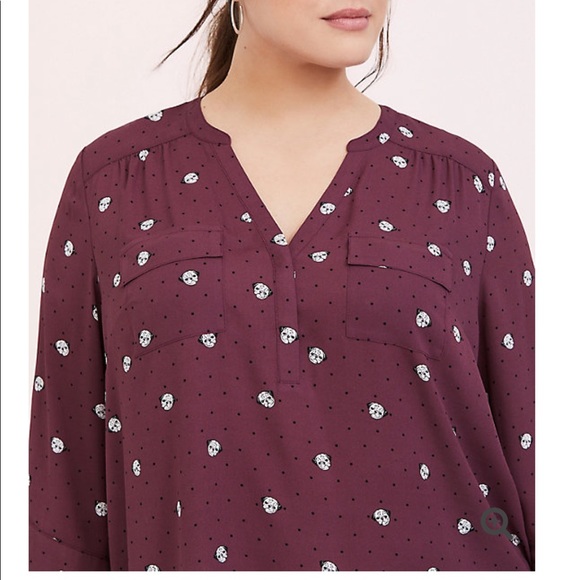 ❌SOLD❌ HARPER MAUVE PUG & DITZY DOT GEORGETTE - Picture 2 of 7